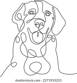 One Line Vector Drawing of a Golden Retriever Dog