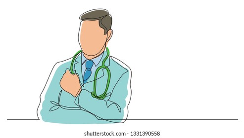 one line vector drawing of hospital man doctor thinking