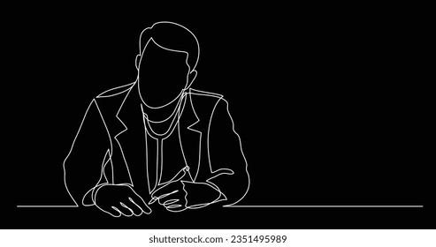 one line vector drawing of hospital doctor listening carefully making notes during meeting