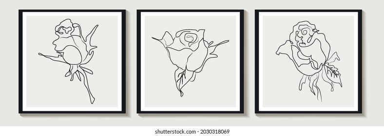 One line of a vector drawn of aabstract  rose is a modern one line art, an aesthetic contour. for home decor, posters, wall drawings, bag, sticker, mobile phone case, print. vector art illustration