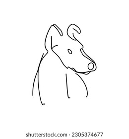 One line vector illustration. Dog logo. Minimalism.