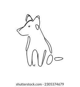 Eine Linie, Vektorgrafik. Logo des Hundes. Minimalismus.