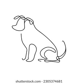 One line vector illustration. Dog logo. Minimalism.