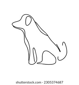 One line vector illustration. Dog logo. Minimalism.