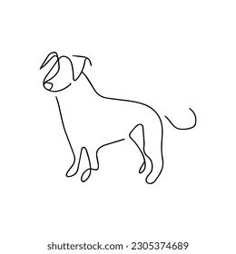 One line vector illustration. Dog logo. Minimalism.