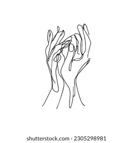 One line vector illustration. Human hands. Minimalism.