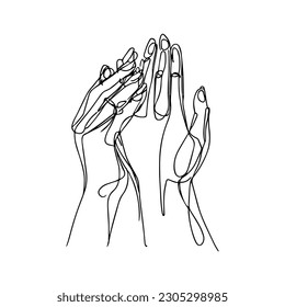 One line vector illustration. Human hands. Minimalism.