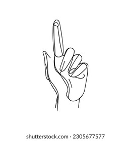 One line vector illustration. Human hand. Forefinger. Minimalism. Logo.