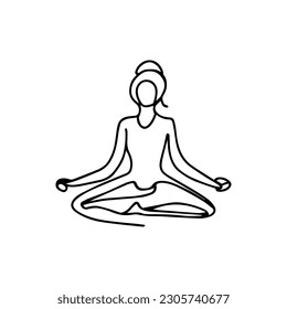 One line vector illustration. Yogi woman takes asana.