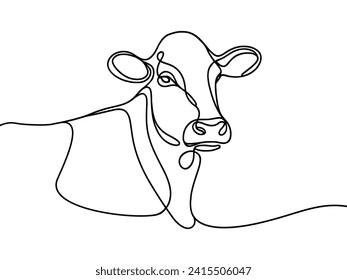 one line vector image of a cow on a white background