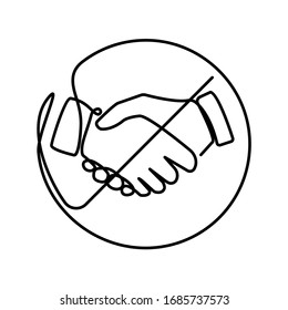 one line vector No handshake icon. Stop contact. One line