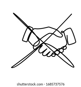 one line vector No handshake icon. Stop contact. One line