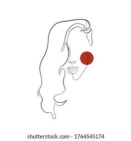 One line vector portrait of woman. Linear glamour logo in minimal style for beauty salon, beautician, makeup artist, stylist. Hand drawn minimalism vector