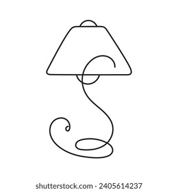 One line vector of table lamp. A lamp with a linear continuous circuit in one line.