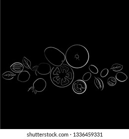 one line vegetables vector pattern 