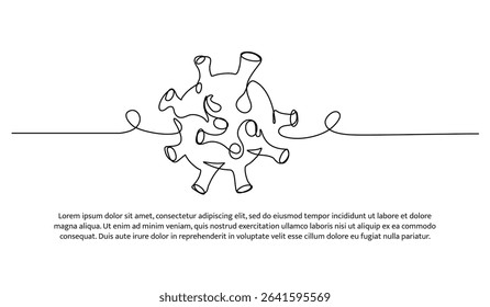 One line virus. Abstract minimal continuous line.