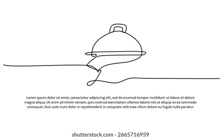 One line of waiters. Abstract minimal continuous line.