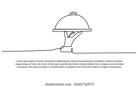 Uma fila de garçons. Linha contínua mínima abstrata.