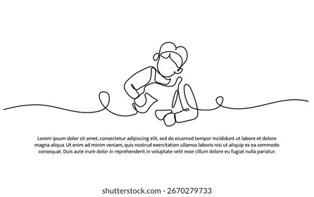 One line of waiters. Abstract minimal continuous line.