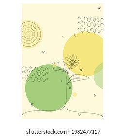 one line wallpaper sunflower abstract decoration 