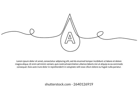 One line water drop. Abstract minimal continuous line.