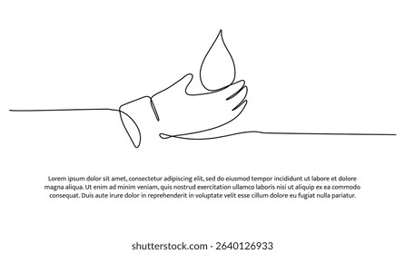 One line water drop. Abstract minimal continuous line.