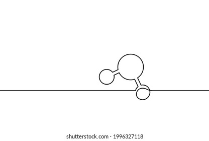 One Line Water Molecule Structure Concept. Continuous Line Science Research Ecological Technology Art. Aqua Wet Sphere Shape. H2O Formula Particle Cell Vector Illustration