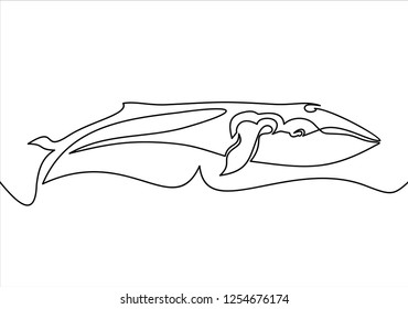 one line whale design silhouette.hand drawn minimalism style vector illustration