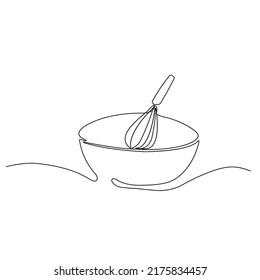 One line whisk illustration. Continuous line minimal drawing design