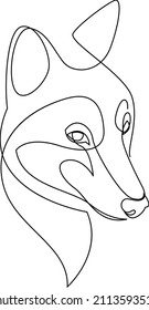 One line wolf design silhouette. Hand drawn minimalism style vector illustration
