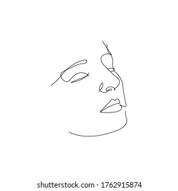 Abstract Woman Face Line Drawing Portrait Stock Vector (Royalty Free ...