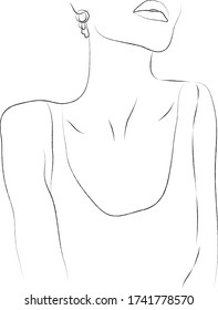  One Line Woman Face Art, Black White Artwork, Minimalist Female Drawing Poster, Beauty Illustration.