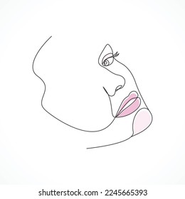 One line woman face line art
