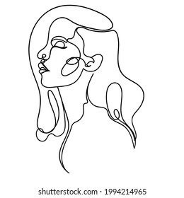 One line woman portrait in contemporary abstract style.