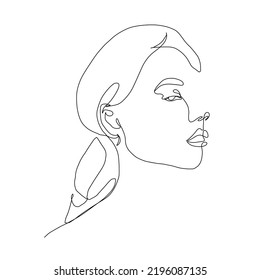One line woman portrait. Continuous hand drawing. Minimalism and simple. 