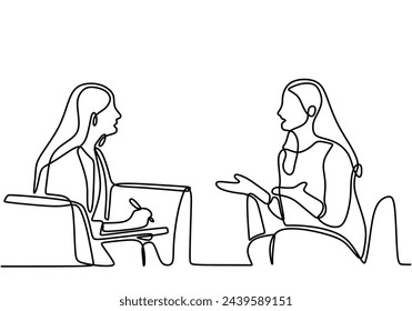 One Line of Woman Psychology Doctor Giving Session to Depressed Girl