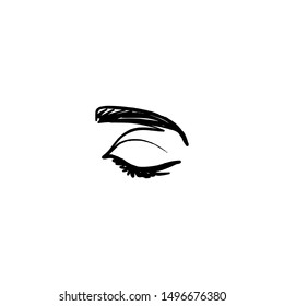 One Line Woman's Closed Eye and brow. Continuous line Portrait of a girl In a Modern Minimalist Style. Vector Illustration young female. For printing on t-shirt, Web Design, beauty Salons, Posters