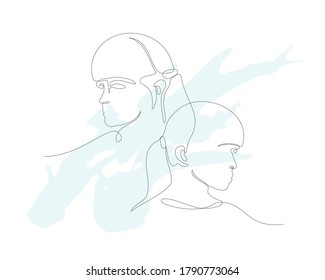 One line womens face. Single line art. Person illustration for design