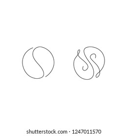 One line Yin and Yang symbol. Trendy concept fashion design. Vector illustration