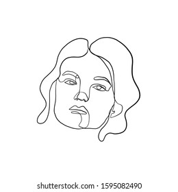 Female Face Line Art Continuous One Stock Vector (Royalty Free) 1920664712