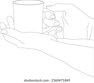 one lined drawing hand holding coffee mug