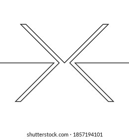 One Lines Design . Vector Arrow Logo . Letter x .Abstract Geometrical illustration.