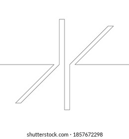 One Lines Design . Vector Arrow Logo . Letter x .Abstract Geometrical illustration.