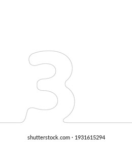 One Lines Design . Vector Background. Abstract Number three . illustration.