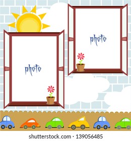 One list from scrapbook - two windows for two photos (vector)