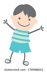One little boy at blue wear, vector conceptual illustration