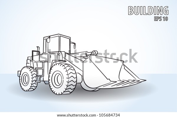 Baumaschinen Fur Einen Bagger Mit Einem Stock Vektorgrafik Lizenzfrei