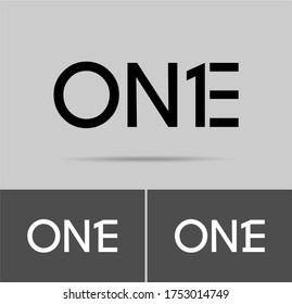 One logo; numeral and word logo for number. One letter with one figure logo design. 