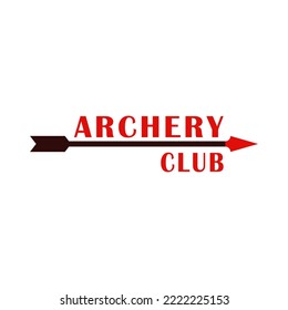 Una flecha larga de arco. Logo del tiro con arco. Ilustración vectorial.