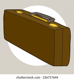 One long leather suitcase over green halftone